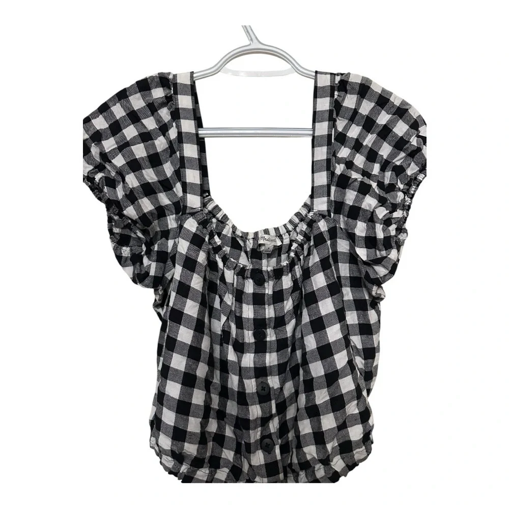 EUC Madewell Black and White Checkered Blouse